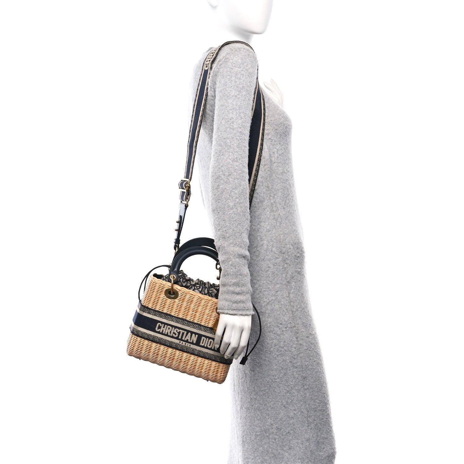 Christian Dior Wicker Oblique Medium Lady Dior Bag Blue 2 of 9