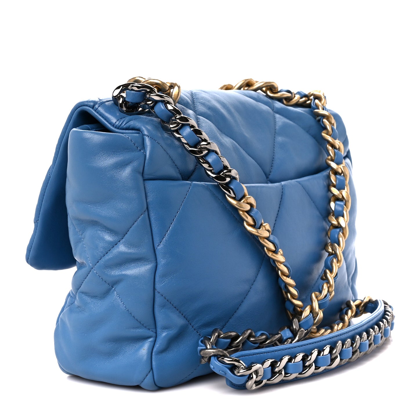 Lambskin Quilted Large Chanel 19 Flap Blue