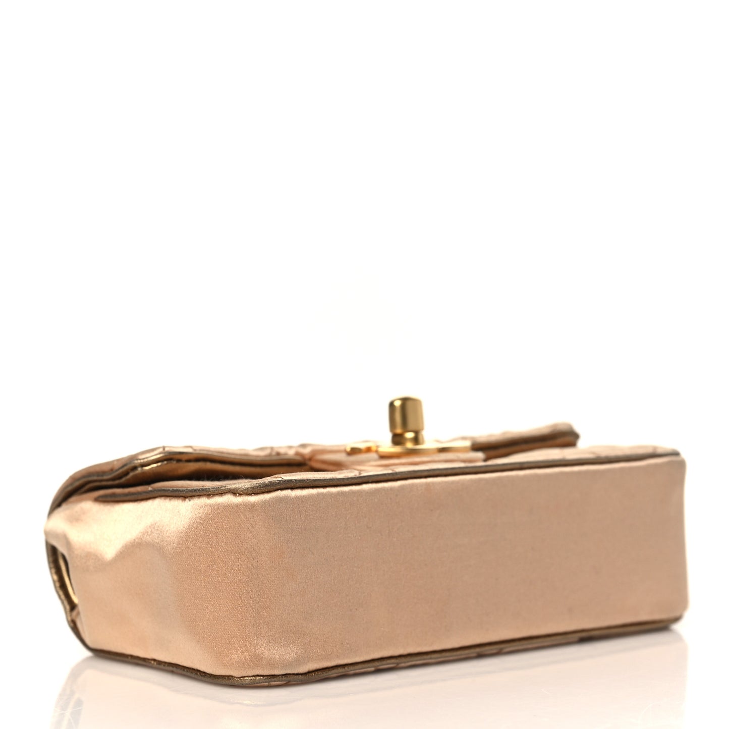 Satin Quilted Extra Mini Rectangular Flap Gold