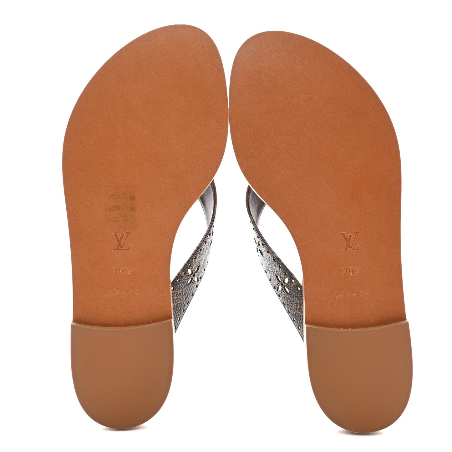 Monogram Sunny Flat Thong Sandals 39.5 Brown