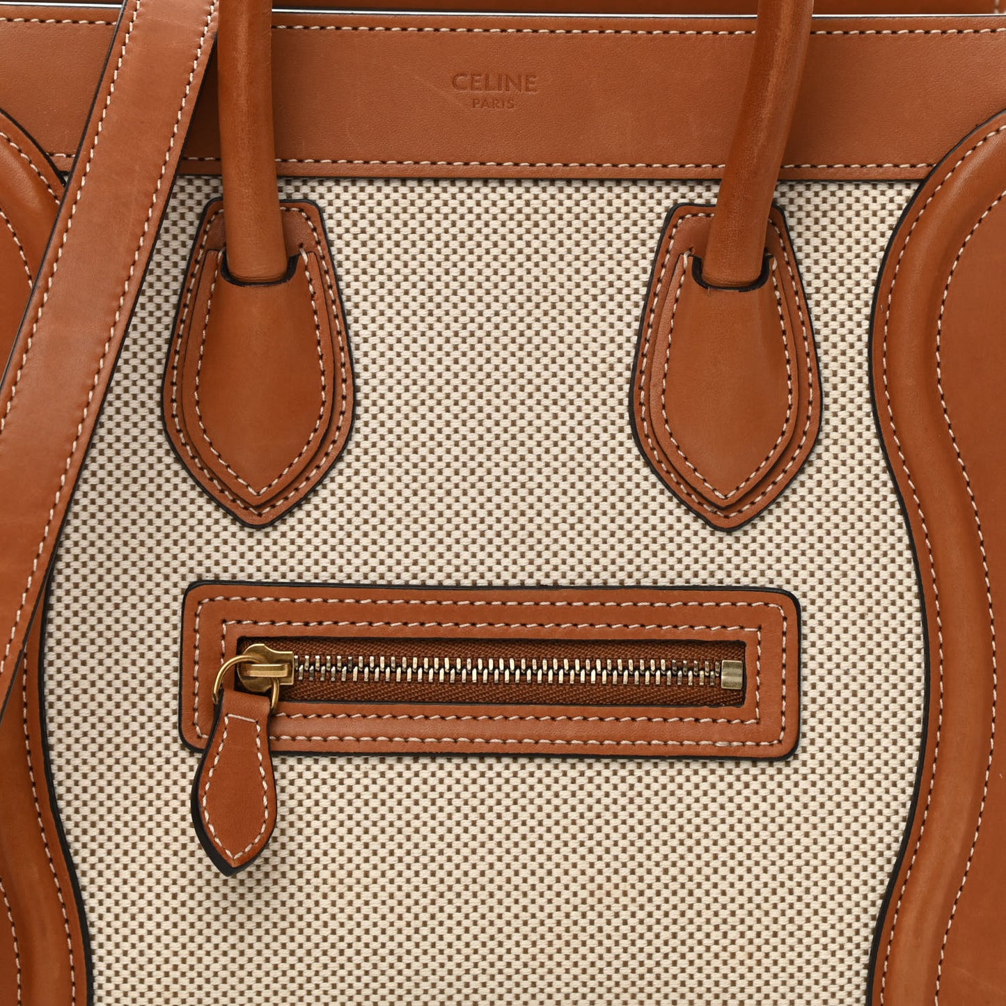 Textile Smooth Calfskin Nano Luggage Tan White