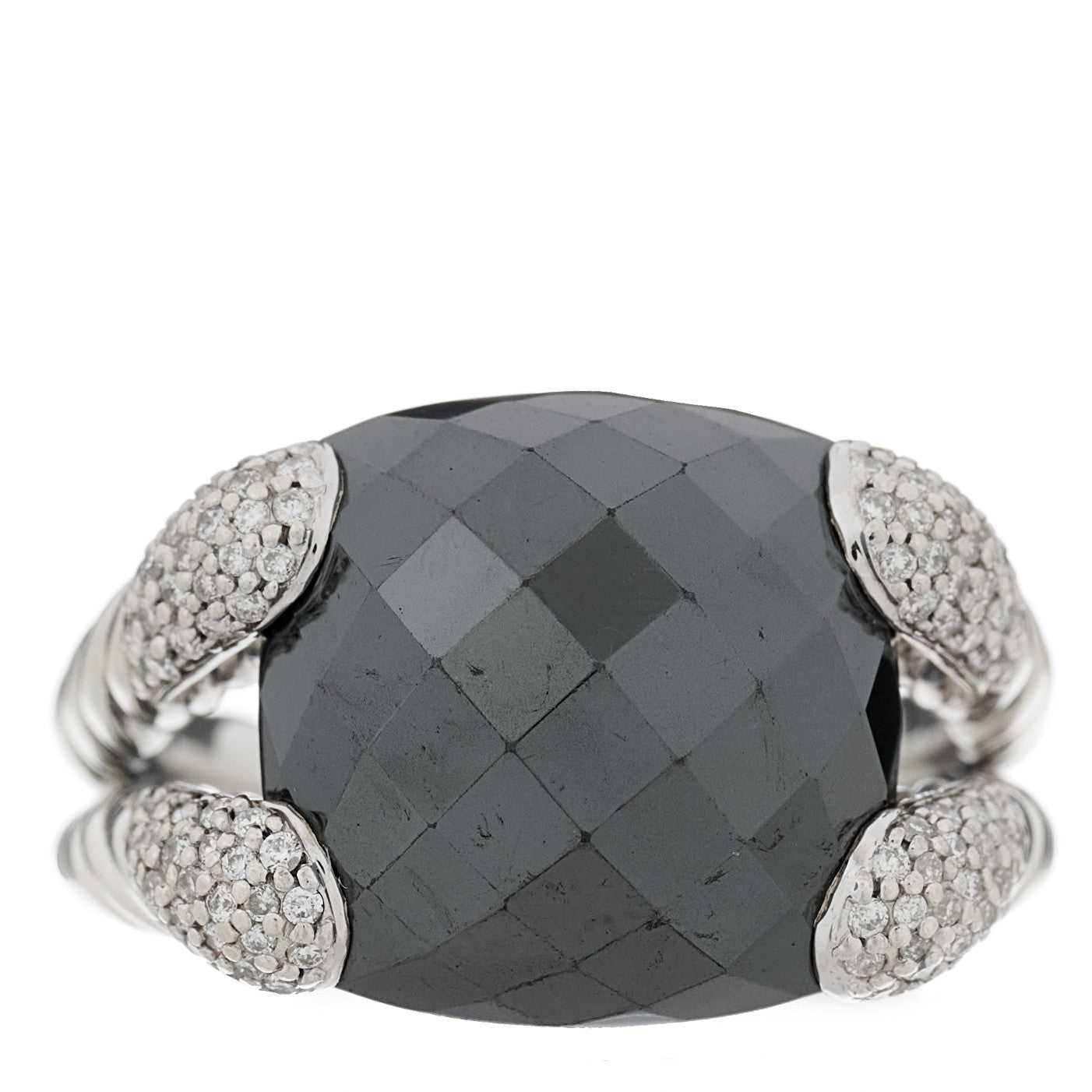 Sterling Silver Diamond Hematine Willow Ring 54 6.75