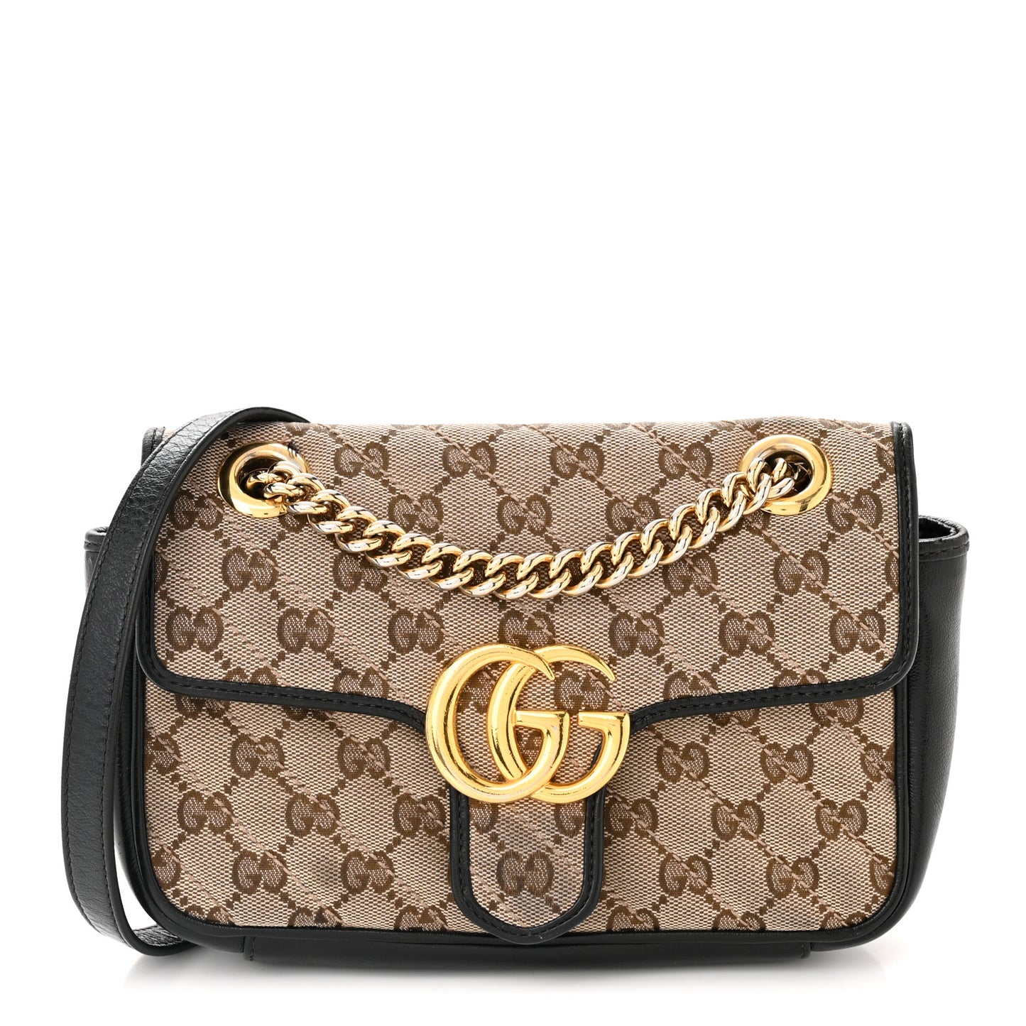 Monogram Matelasse Diagonal Mini GG Marmont Shoulder Bag Beige Black