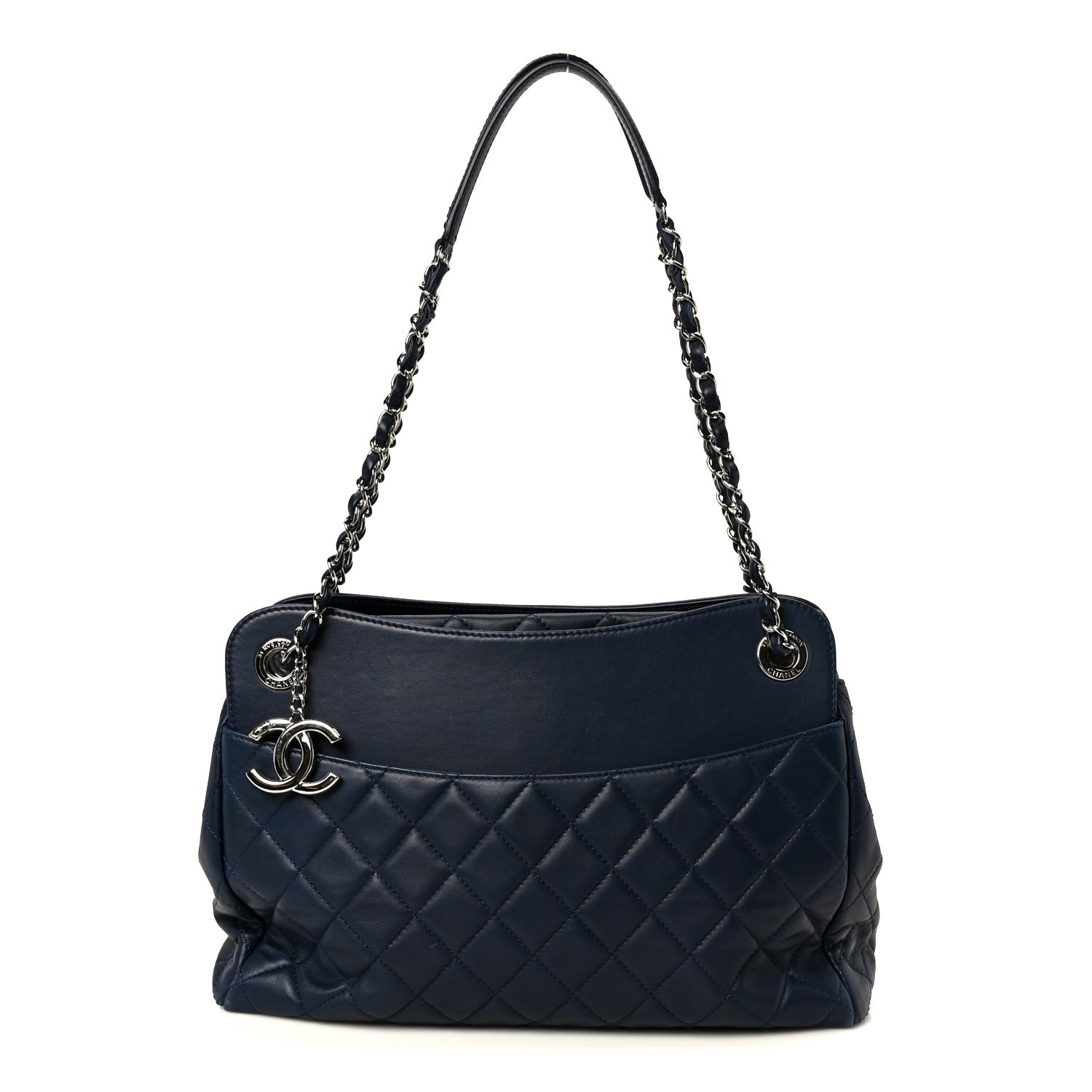 Chanel Lambskin Quilted Chanel 7 Large Tote Navy 1865234
