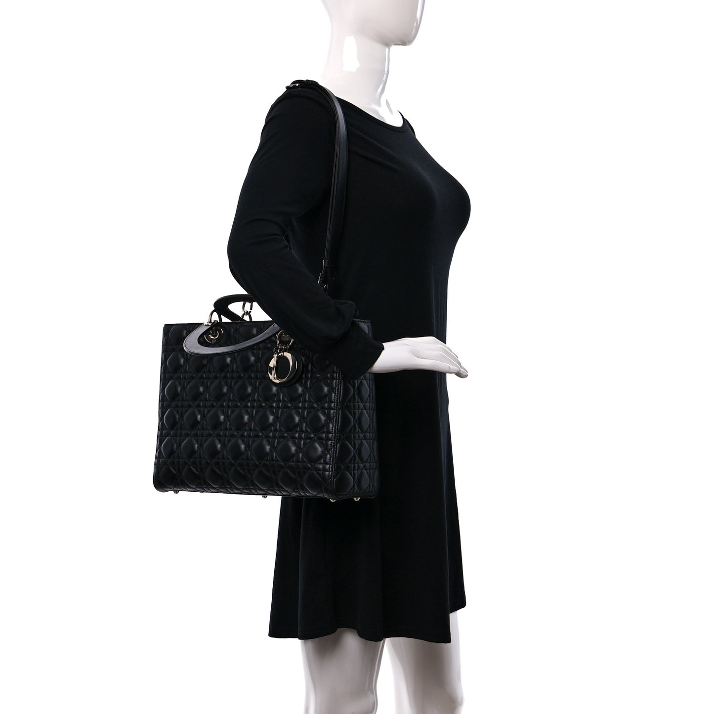 Lambskin Cannage Large Lady Dior Black