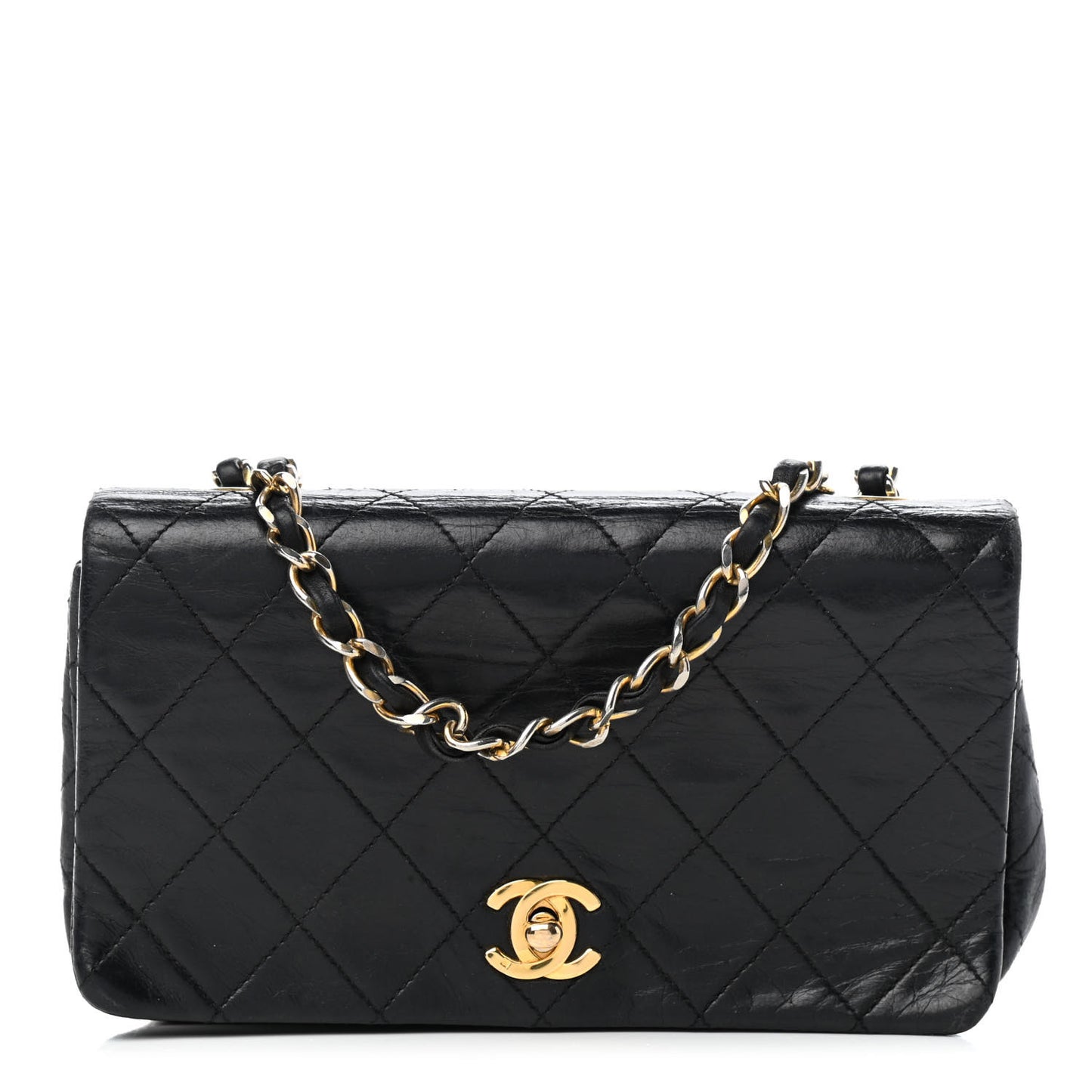 Lambskin Quilted Small Single Flap Black