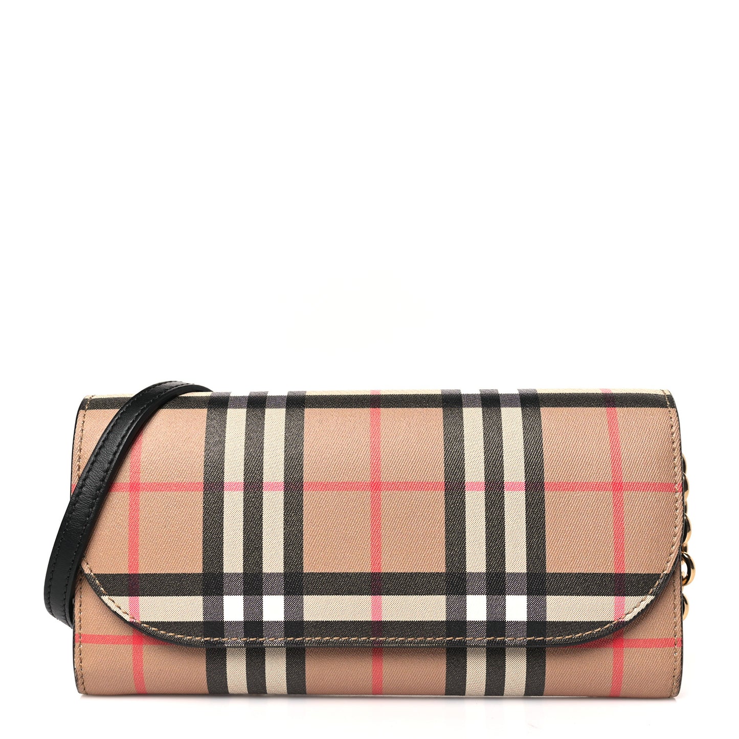Vintage Check Henley Wallet On Chain Black