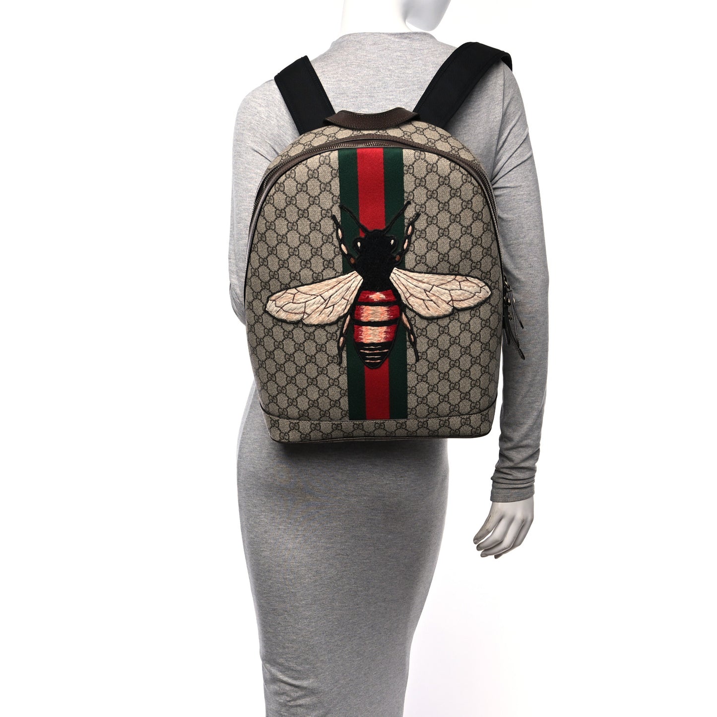 GG Supreme Monogram Web Animalier Bee Dome Backpack