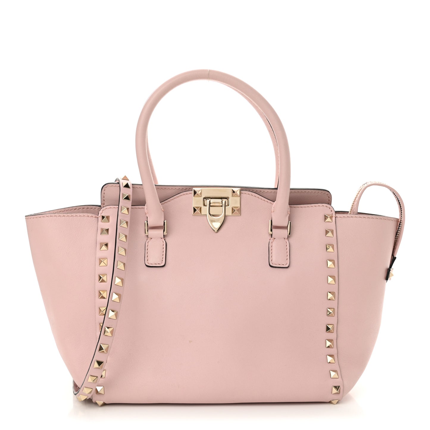 Vitello Small Rockstud Double Handle Tote Water Rose