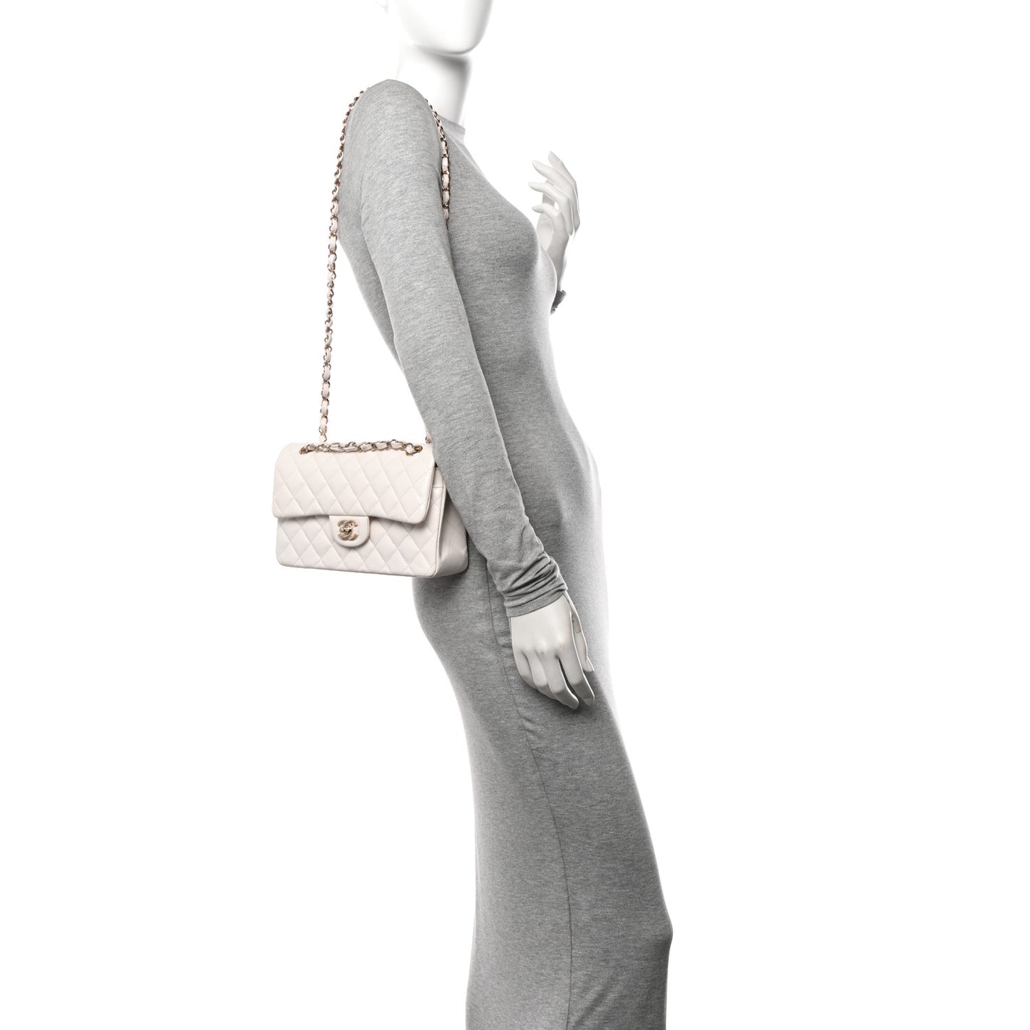 Caviar Quilted Small Double Flap White