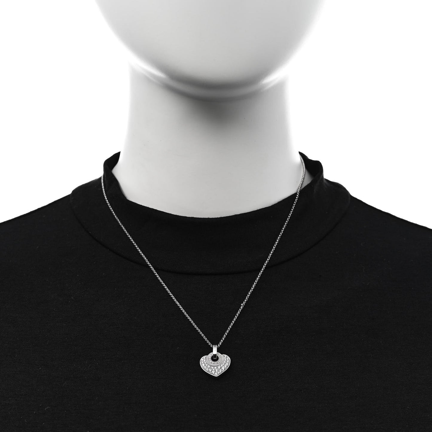 18K White Gold Diamond BVLGARI BVLGARI Heart Pave Pendant Necklace