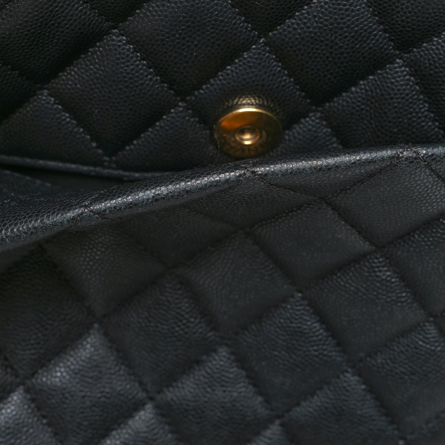 Caviar Quilted Large Shopping Tote Black