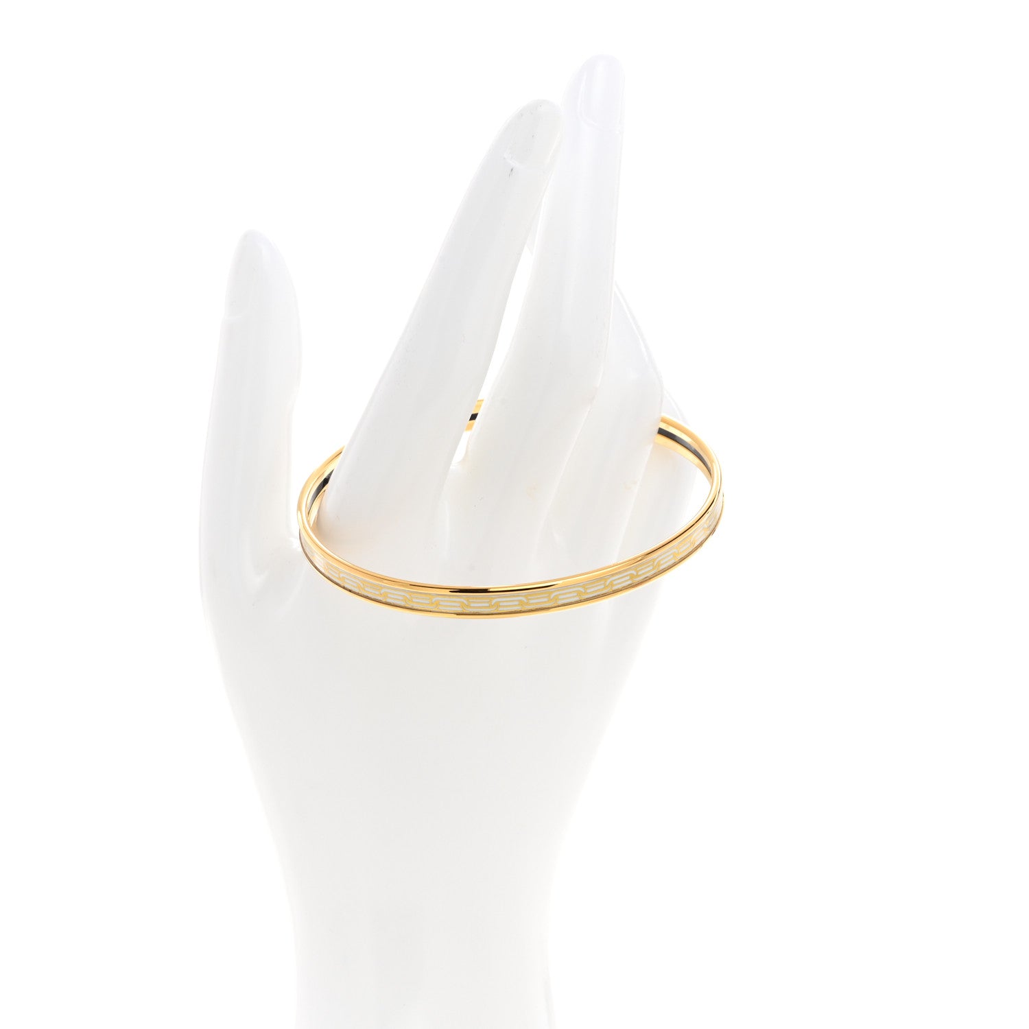 Hermes Enamel Printed Reaction En Chaines Extra Narrow Bracelet 70 White 2 of 5