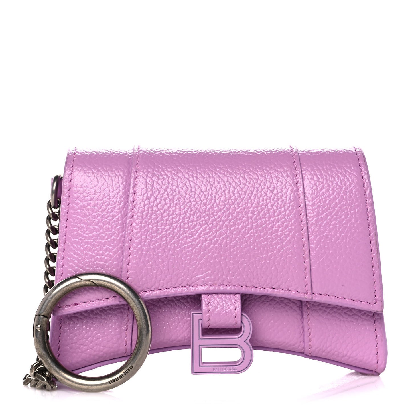 Grained Calfskin Tonal B Hourglass Chain Cardholder Lilac