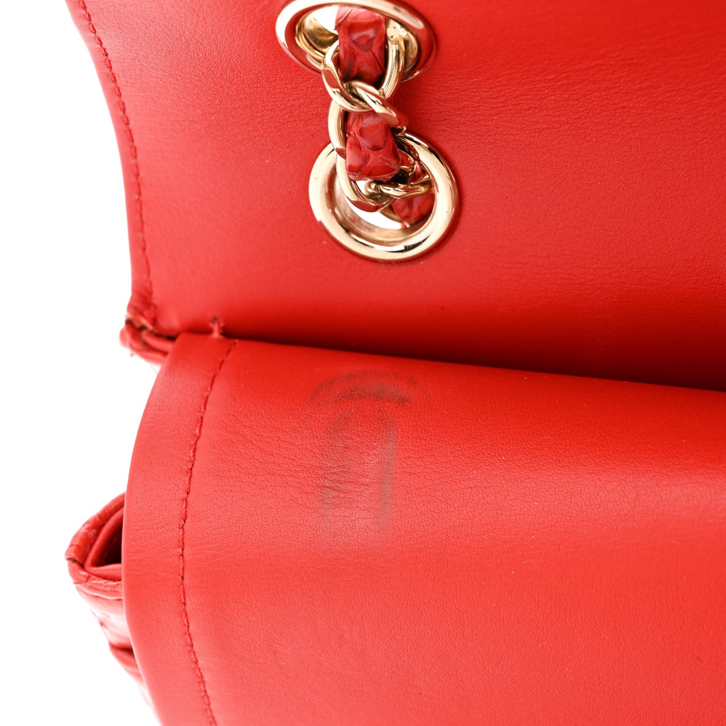 Snakeskin Medium Double Flap Red