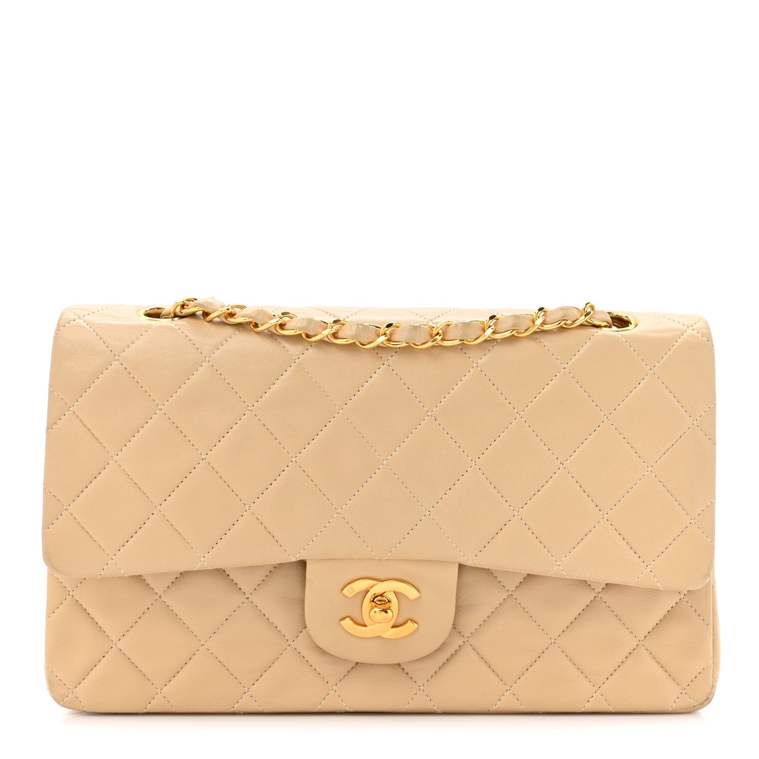 Chanel Lambskin Quilted Medium Double Flap Beige 1 of 17