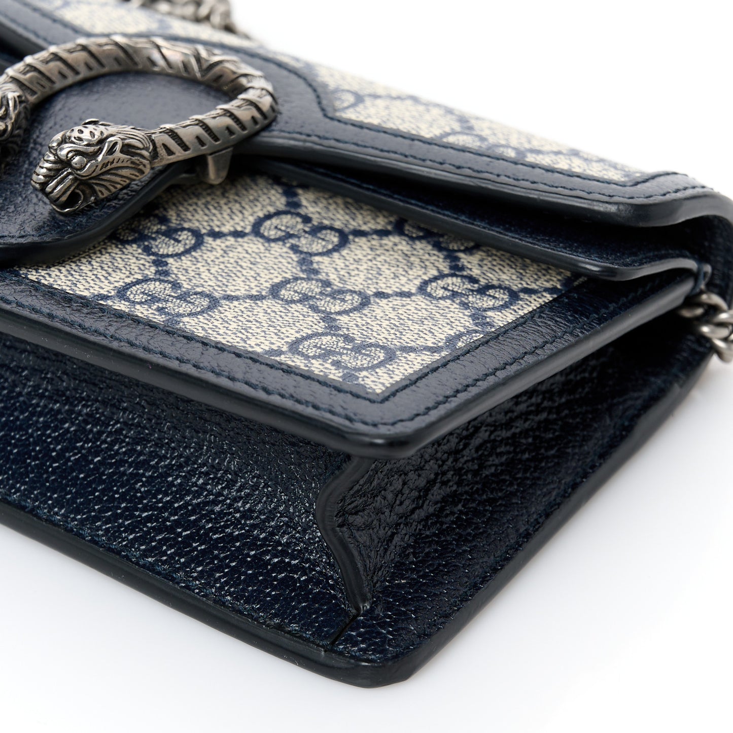 GG Supreme Monogram Textured Dollar Calfskin Super Mini Dionysus Shoulder Bag Beige Blue