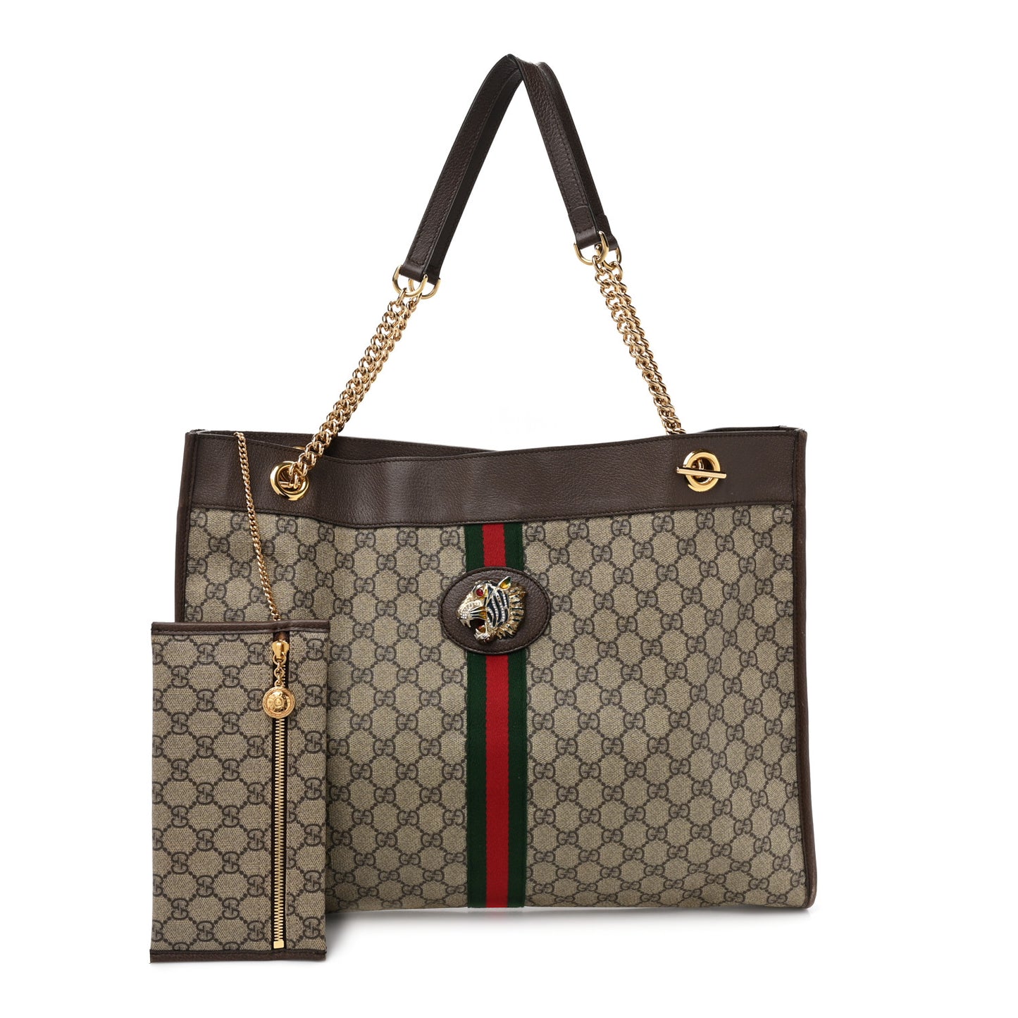 GG Supreme Monogram Large Rajah Chain Tote Beige New Acero