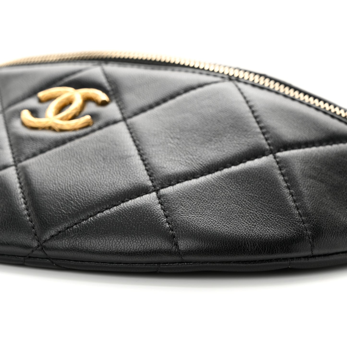 Lambskin Enamel Quilted Waist Bag Black