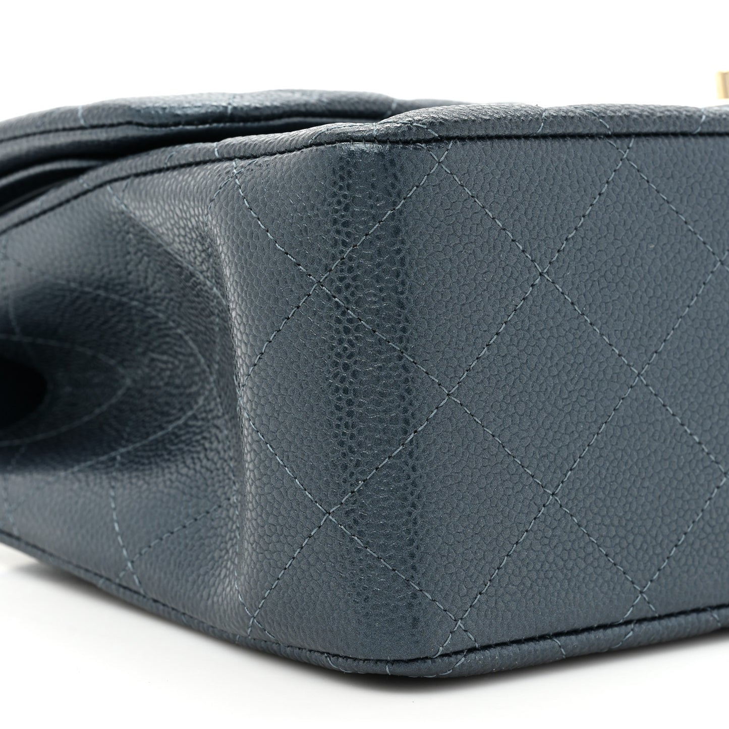 Metallic Caviar Quilted Jumbo Double Flap Dark Blue