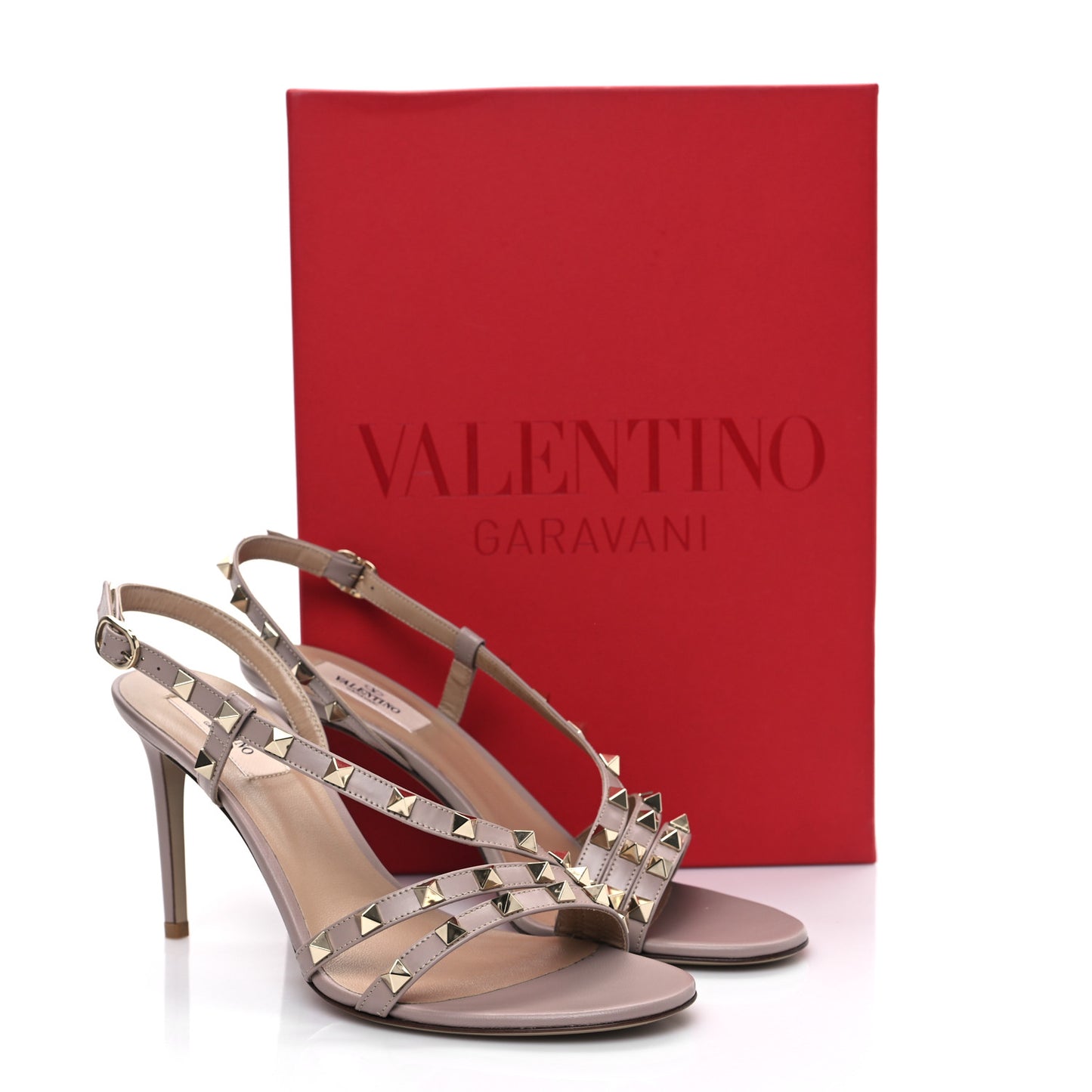 Nappa Rockstud Slingback 85mm Sandals 39 Poudre