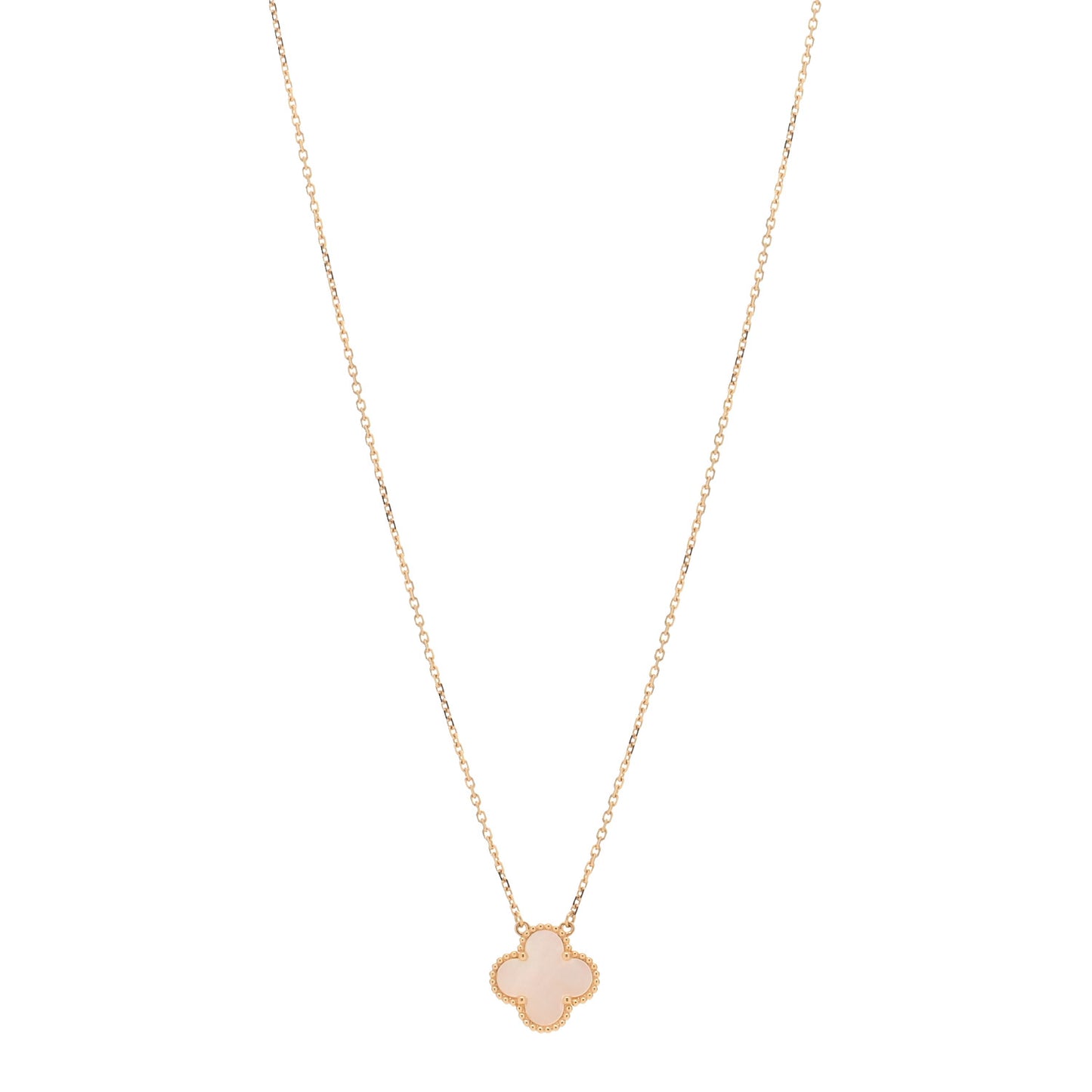 18K Yellow Gold Mother of Pearl Vintage Alhambra Pendant Necklace