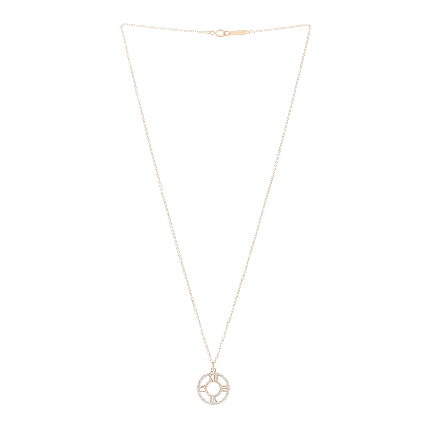 18K Rose Gold Diamond Small Atlas Open Pave Pendant Necklace