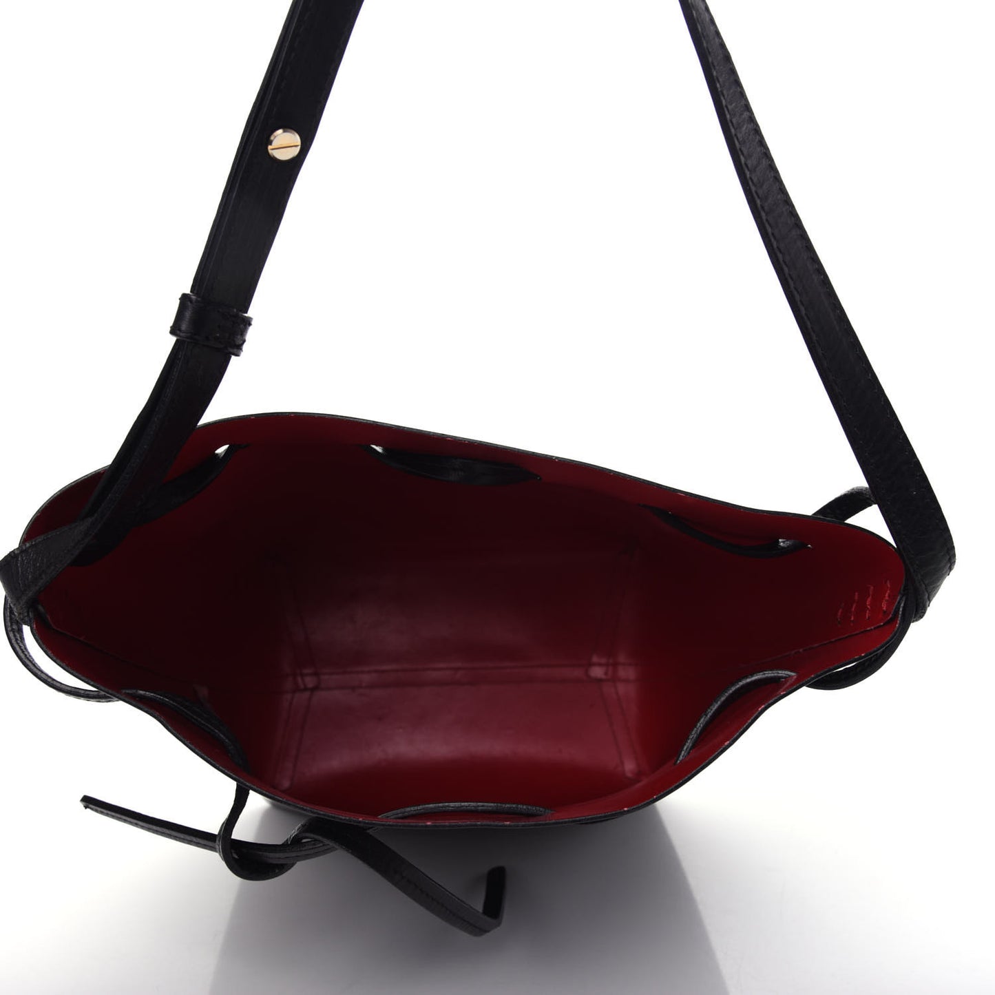 Vegetable Tanned Calfskin Mini Bucket Bag Black Flamma