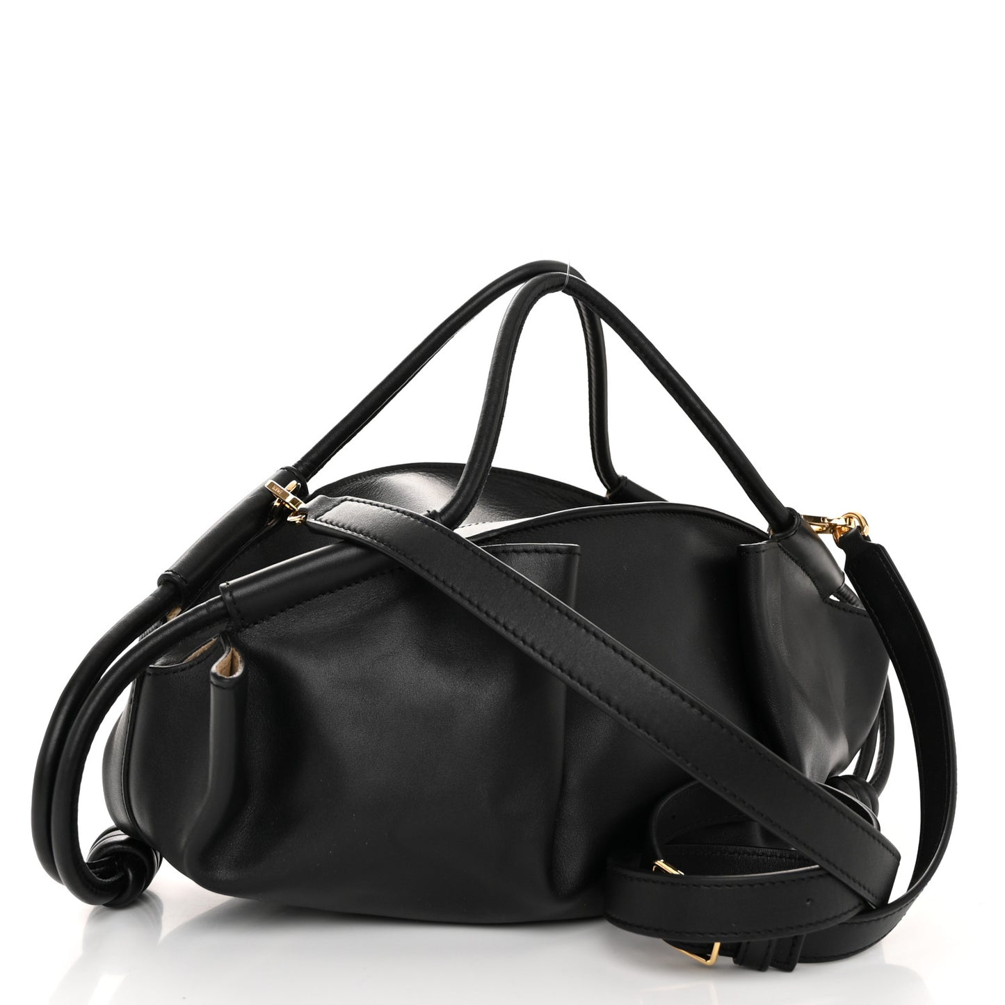 Shiny Nappa Calfskin Small Paseo Bag Black