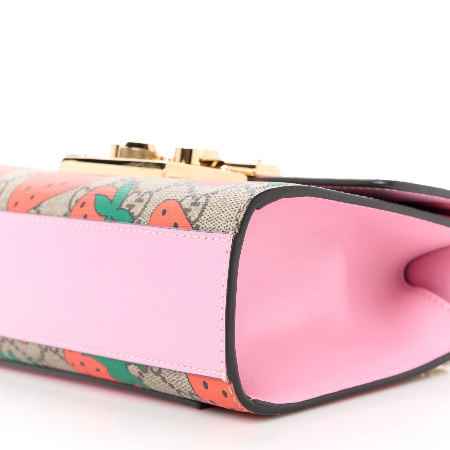 GG Supreme Monogram Strawberry Small Padlock Shoulder Bag