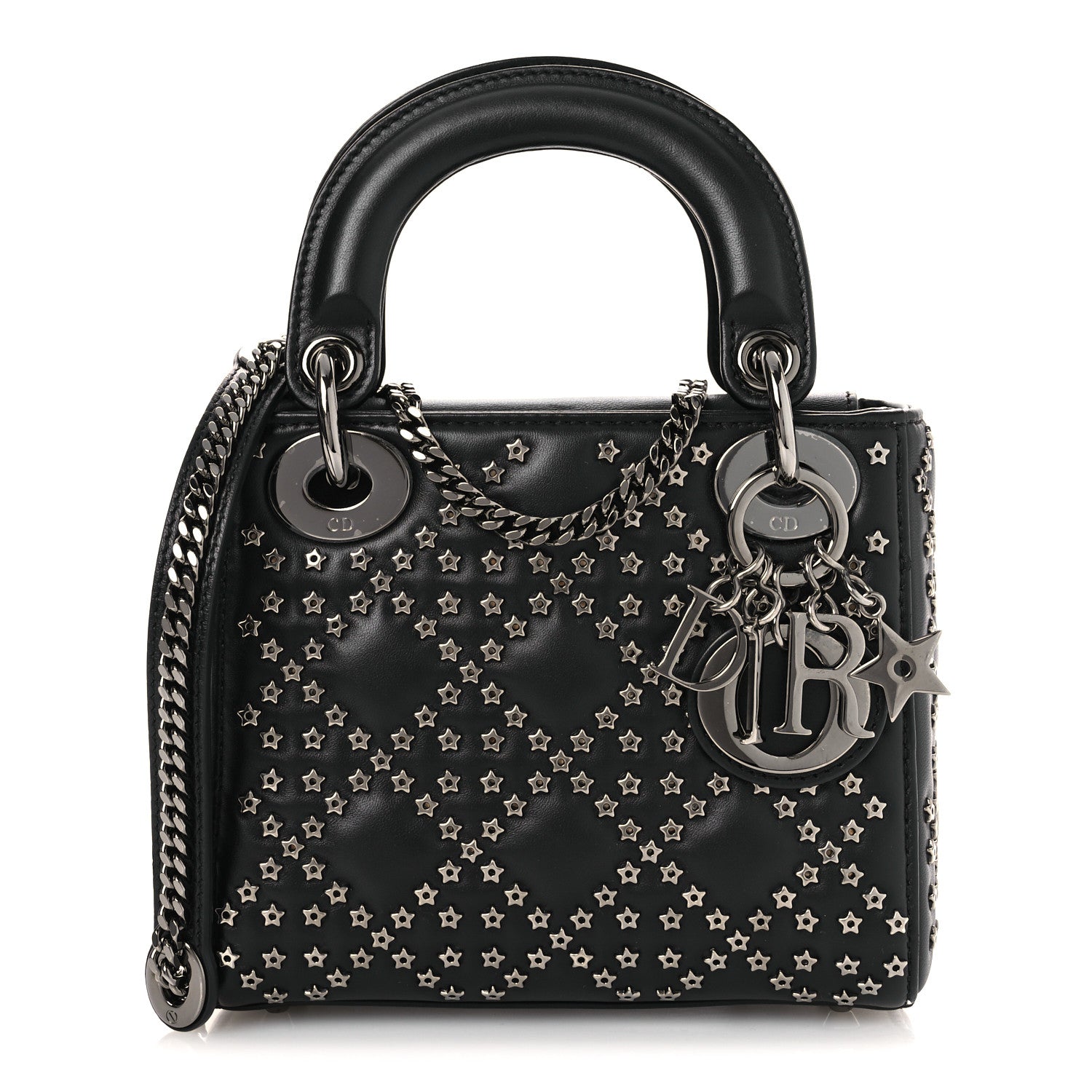 Christian Dior Lambskin Cannage Lucky Star Studded Mini Lady Dior