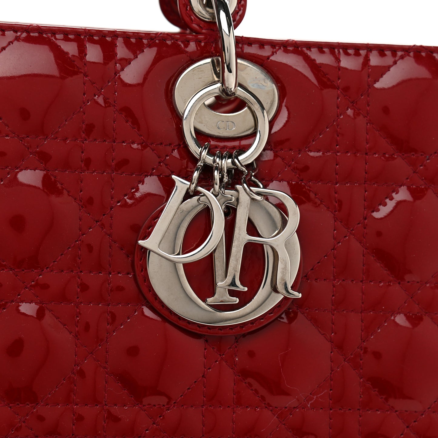 Patent Cannage Large Lady Dior Red