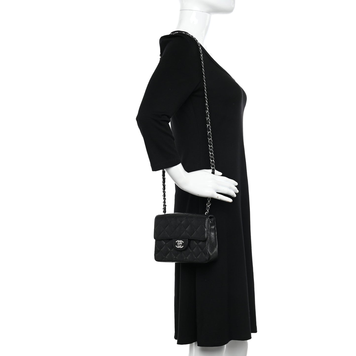 Caviar Quilted Mini Square Flap Black