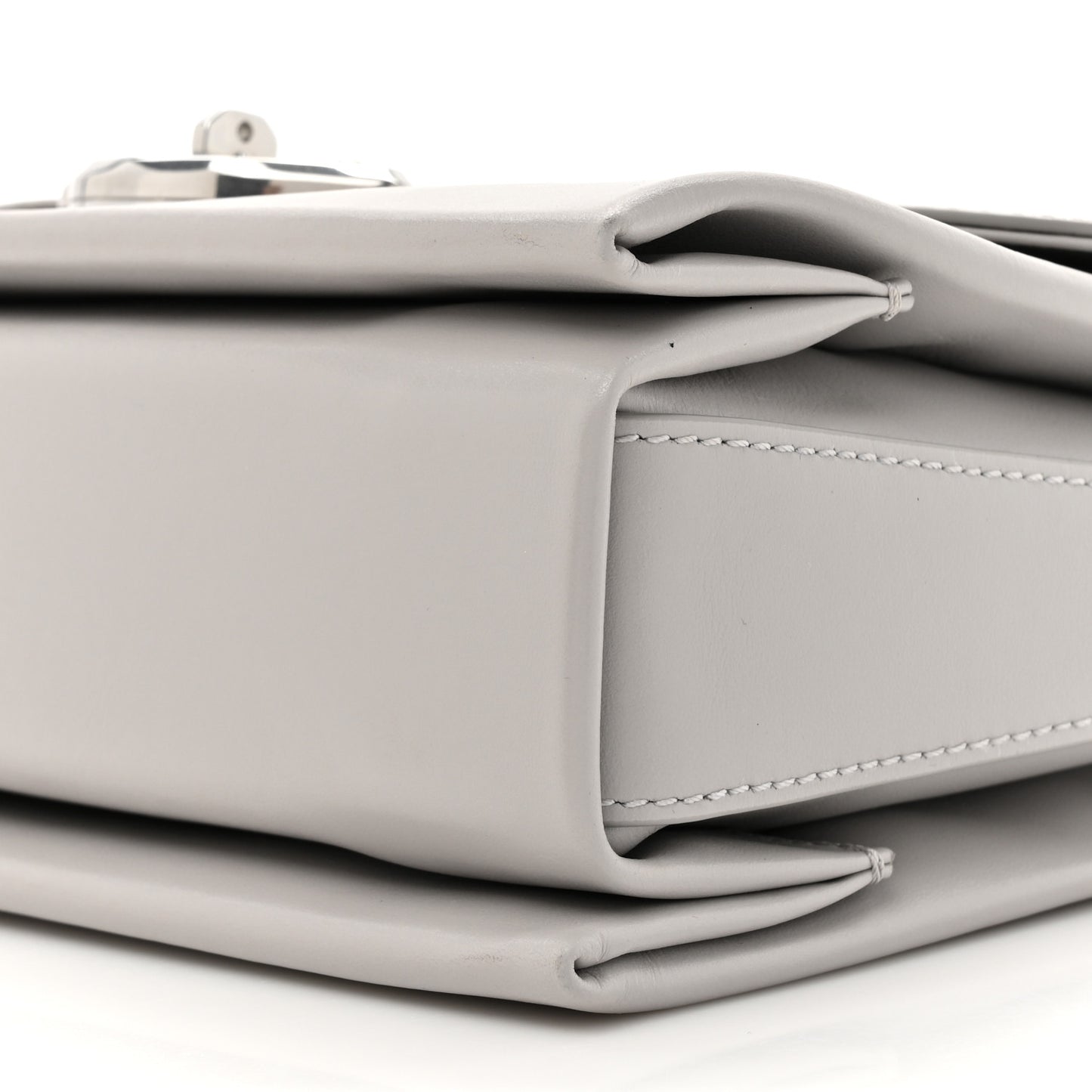 High Gloss Calfskin Lana Top Handle Pale Grey