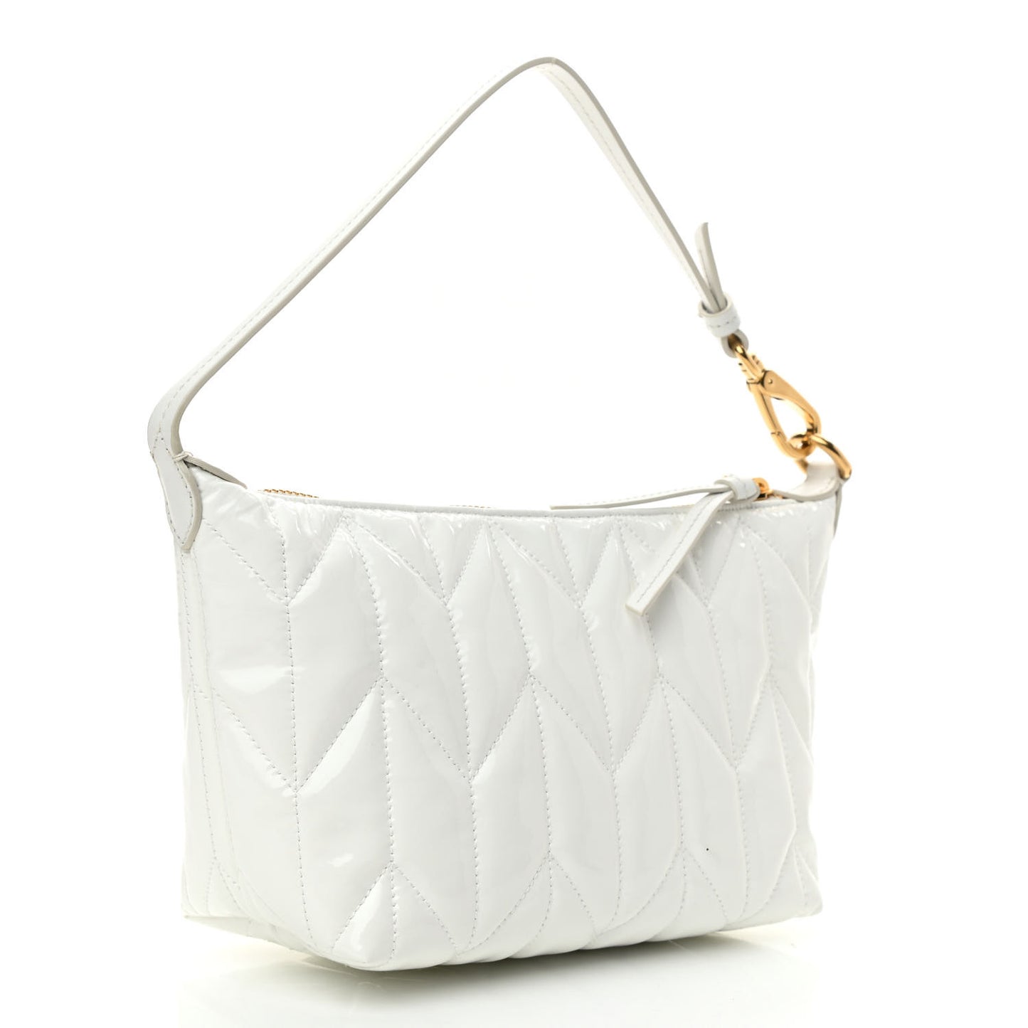 Iridescent Fabric Quilted Mini Spirit Ciré Bag White