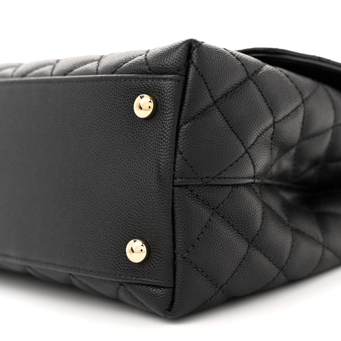 Caviar Quilted Small Coco Handle Flap Black