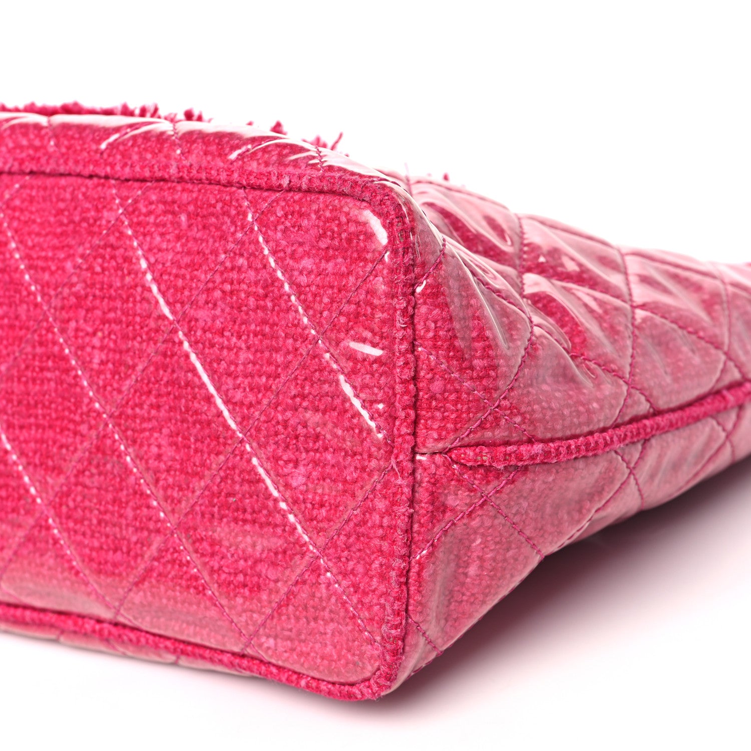 Chanel Vinyl Quilted Funny Tweed Tote Fuchsia 10 of 12