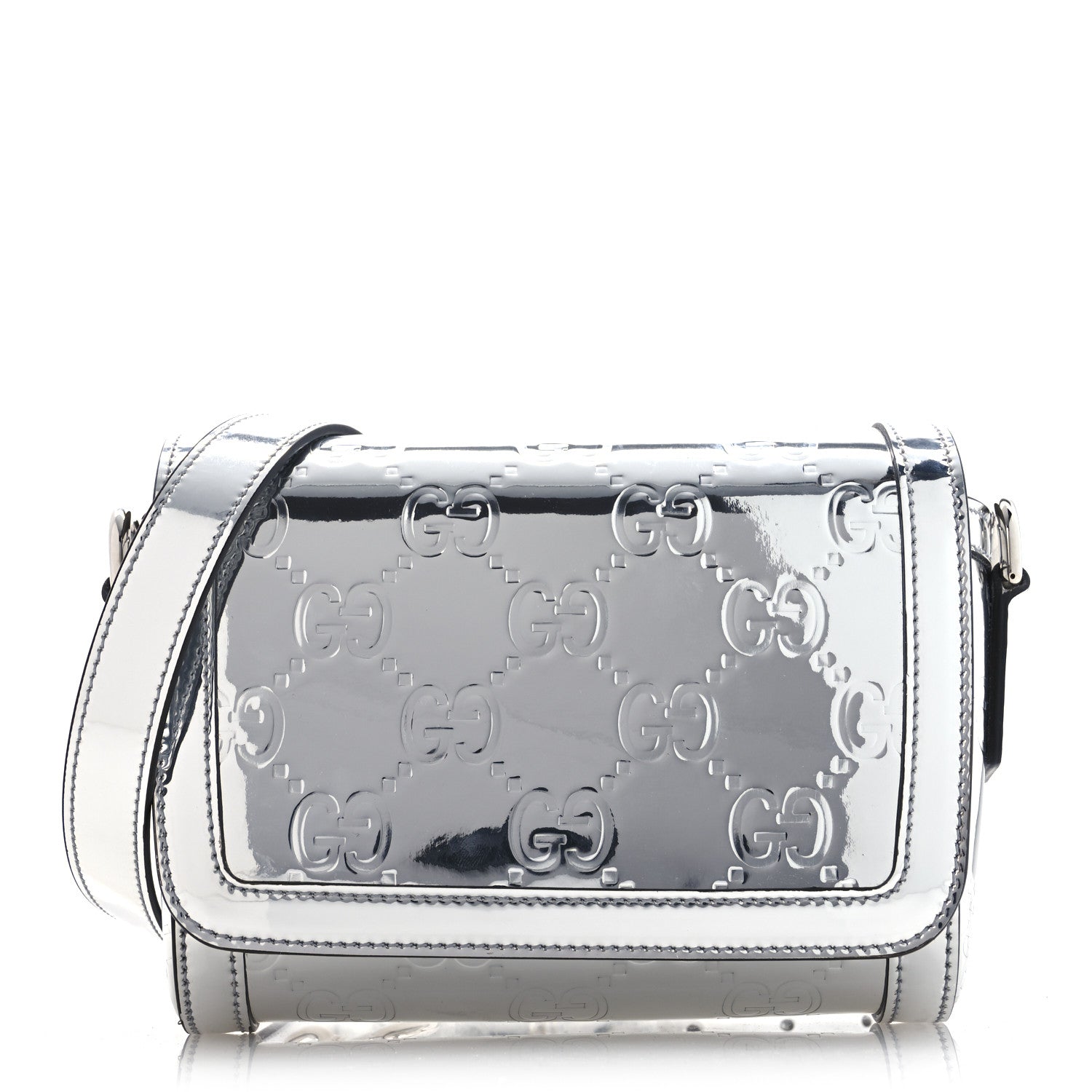 Gucci Guccissima Mirror Effect Mini Crossbody Silver Sphinx