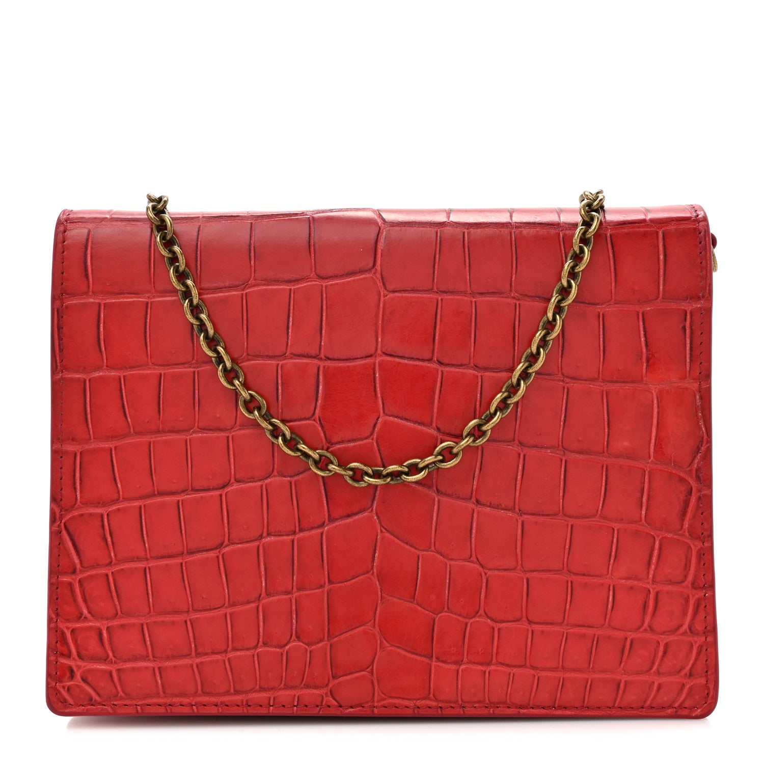 Bottega Veneta Crocodile Chain Wallet Red 1647088 – FASHIONPHILE