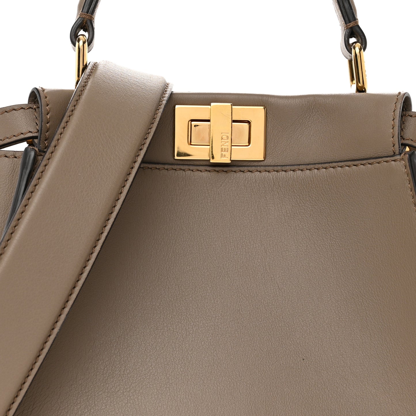 Vitello Seta Canvas FF Embroidered Mini Peekaboo Iconic Satchel Tartufo