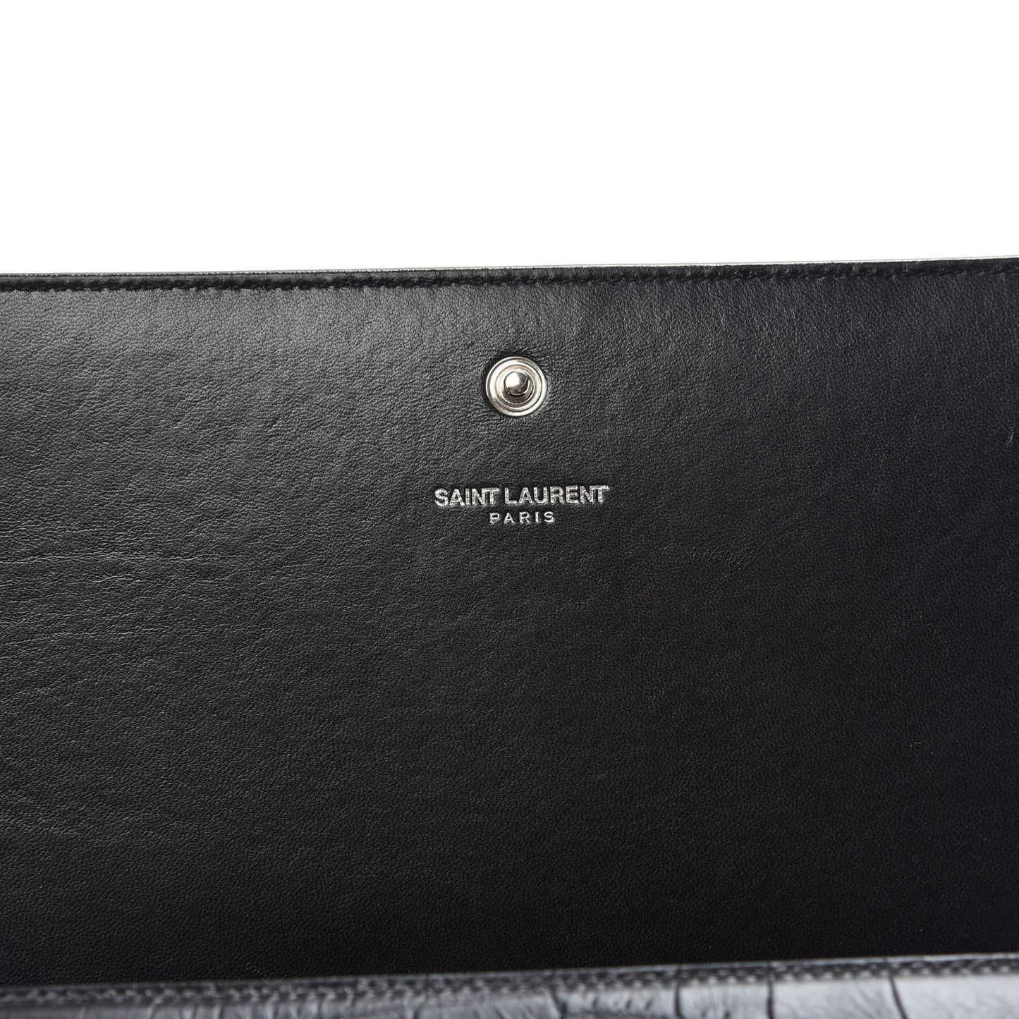 Crocodile Embossed Calfskin Monogram Chain Wallet Black