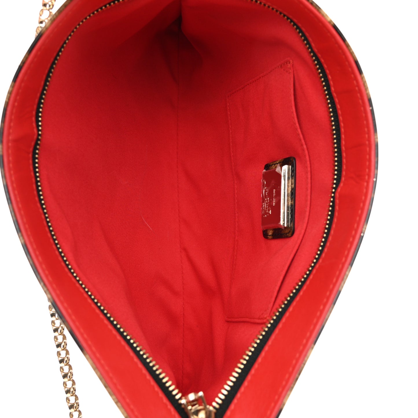 Patent Leopard Print Loubiposh Spiked Crossbody Clutch