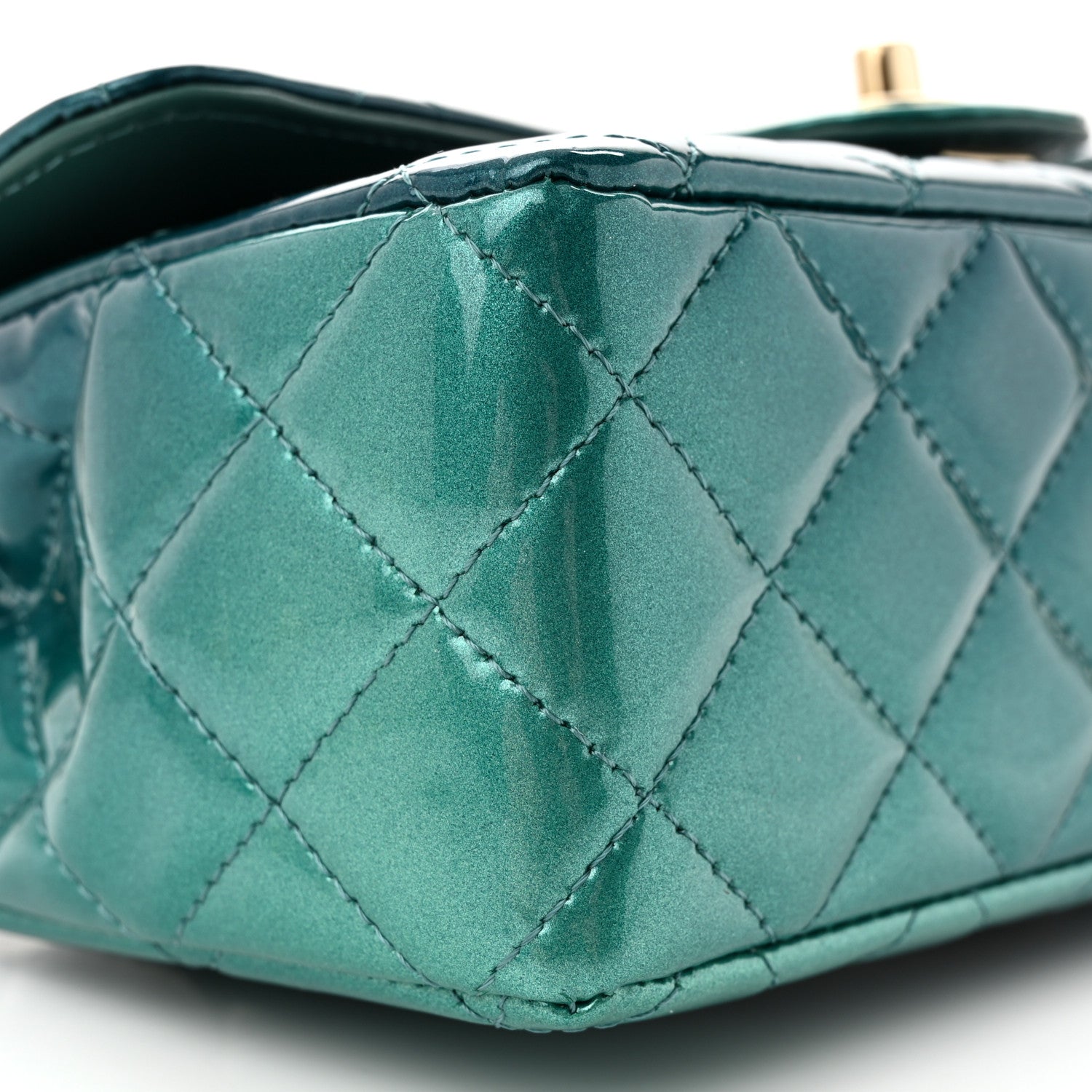 Chanel Shaded Patent Calfskin Quilted Mini Rectangular Flap Green Blue 9 of 10