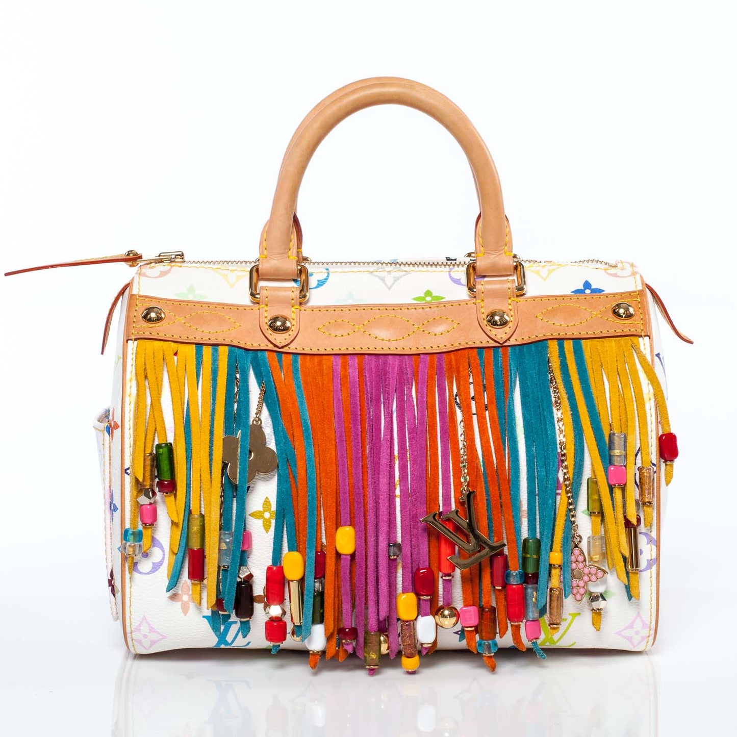 Monogram Multicolor Fringe Speedy 25 White