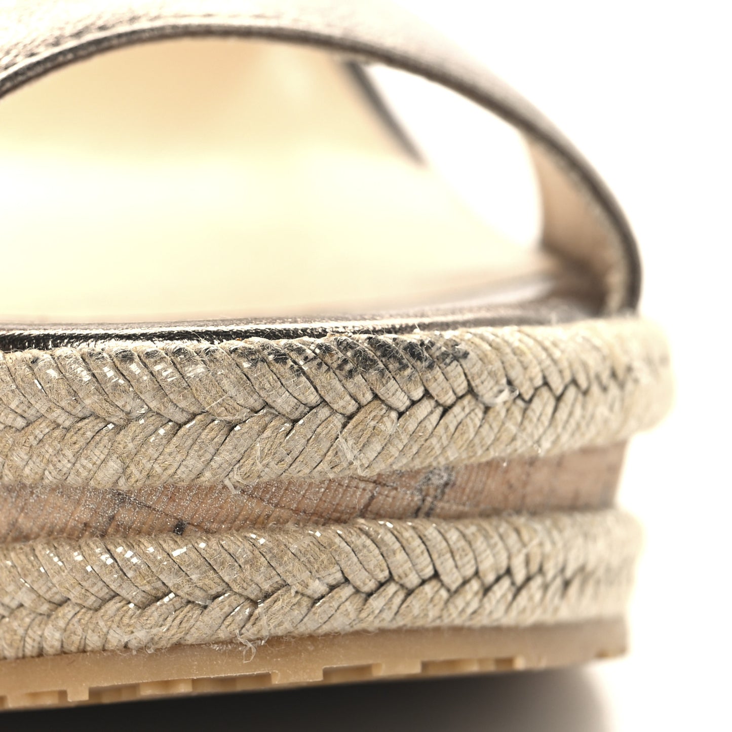 Metallic Calfskin Cork Wedge Sandals 36 Bronze