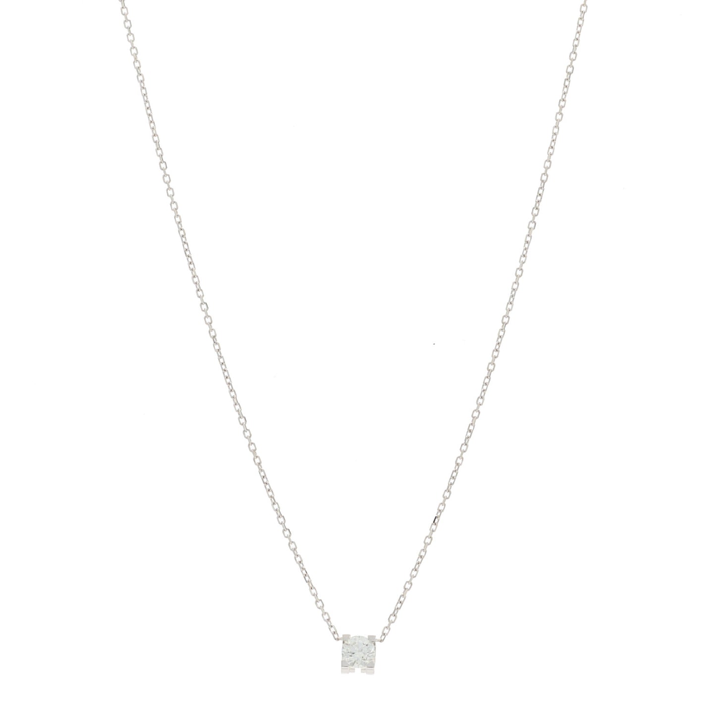 18K White Gold Diamond .31ct 1895 Solitaire Pendant Necklace