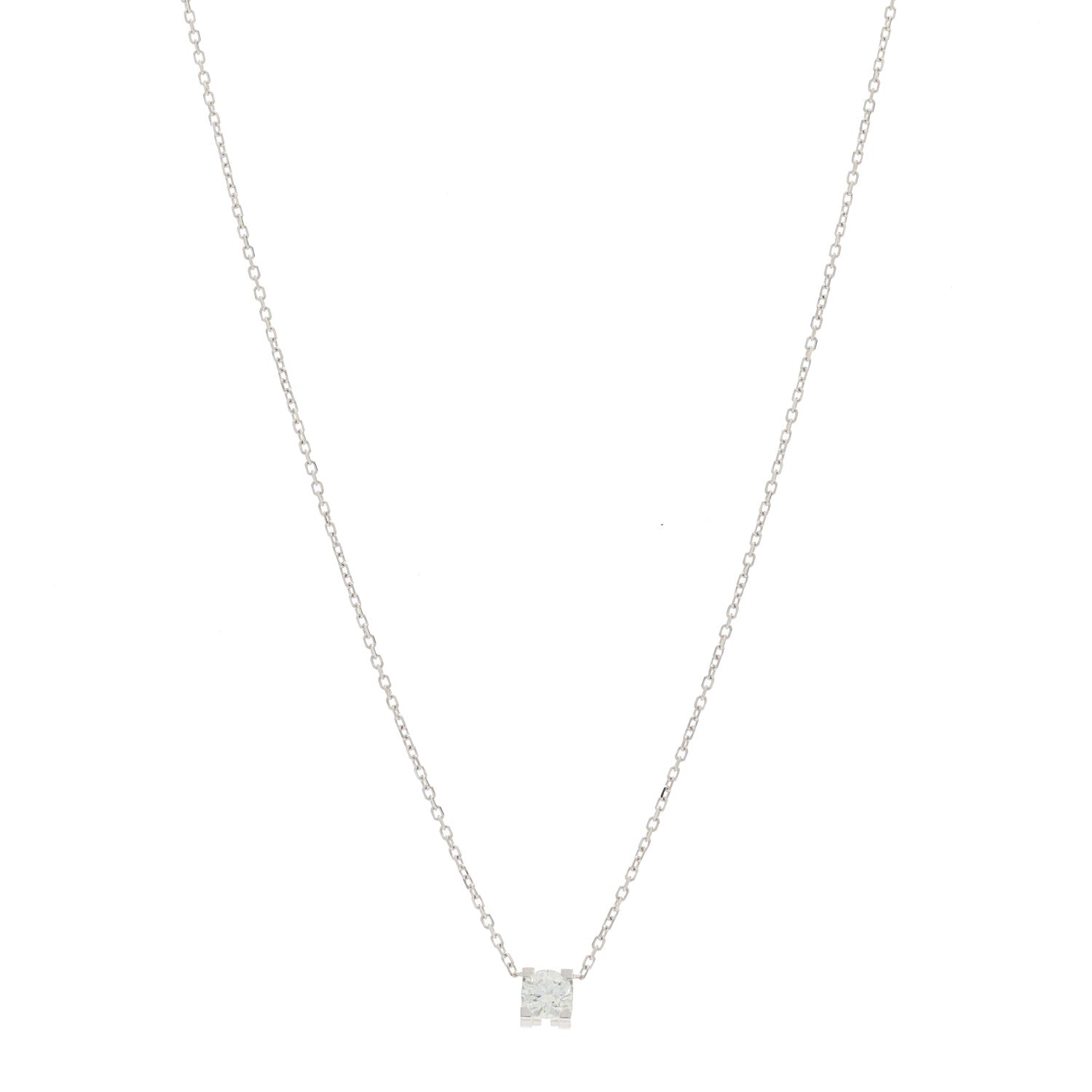 Cartier 18K White Gold Diamond .31ct 1895 Solitaire Pendant Necklace 1 of 7