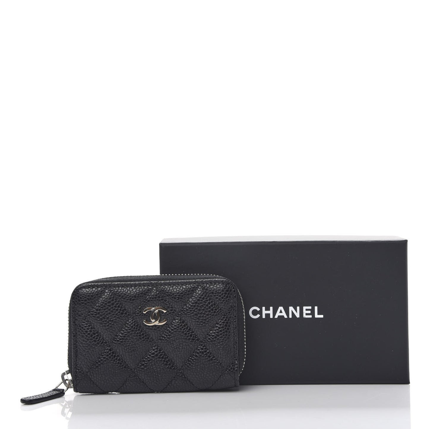 Caviar Quilted Zip Coin Purse Black