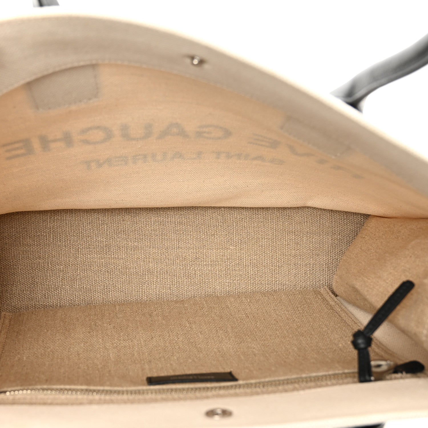 Saint Laurent Linen Calfskin Small Rive Gauche Tote Greggio Natural 5 of 9