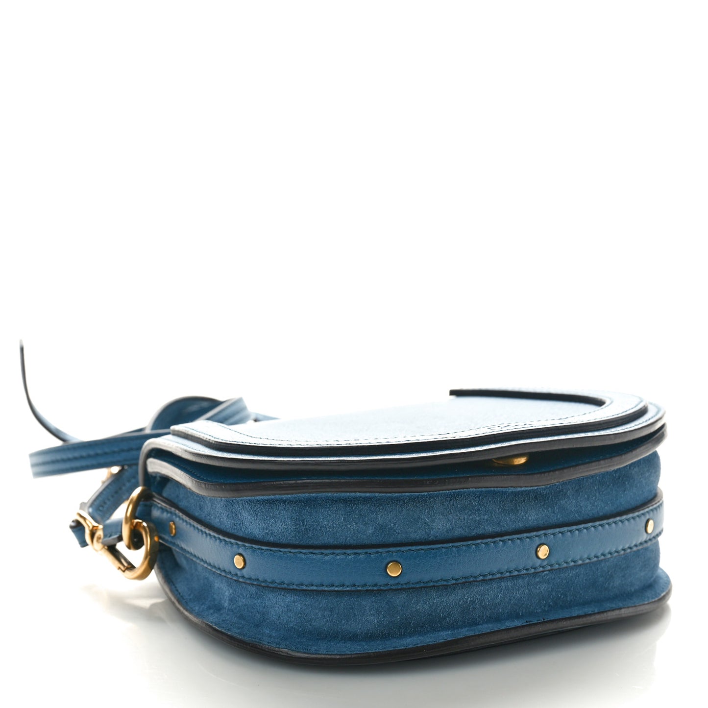 Calfskin Suede Small Nile Bracelet Bag Vinyl Blue